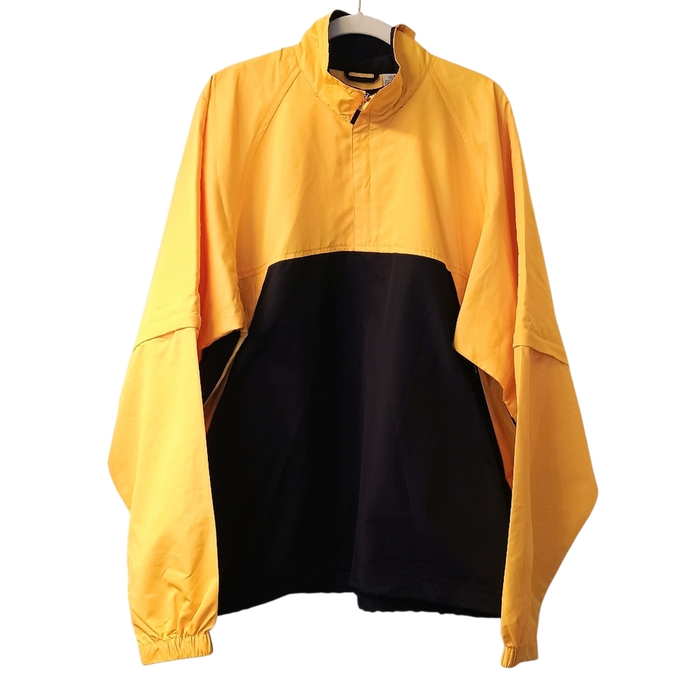 Men's Page & Tuttle Navy Blue And Yellow 1/4 Zip Pullover Windbreaker Size Large